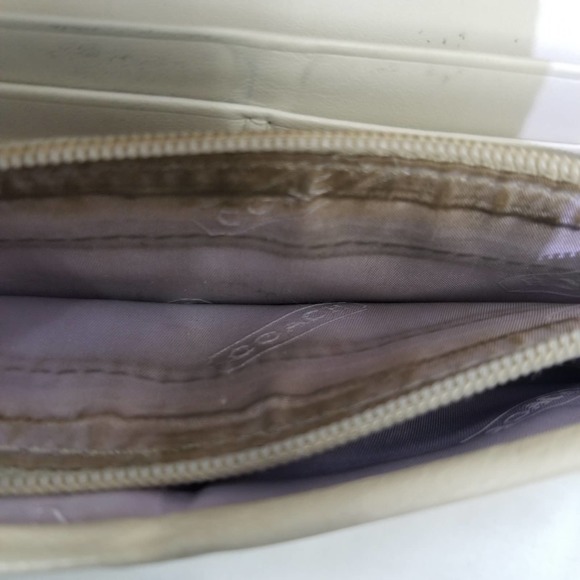 Coach Brown Signature Wallet Long Flap Front Jacquard Logo C Leather Ivory - Picture 11 of 12